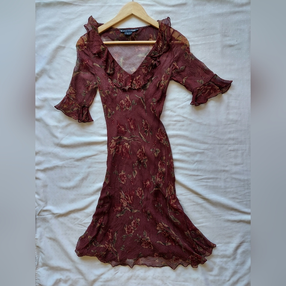 Ralph Lauren Red Ruffled Tiered Sundress V-Neck